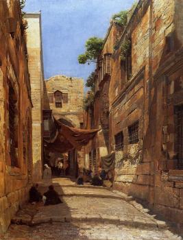 Gustav Bauernfiend : David Street in Jerusalem